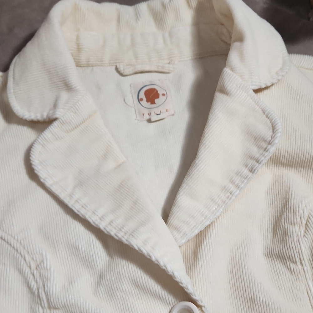 Tulle Cream Corduroy Button-Front Blazer - Picture 3 of 11